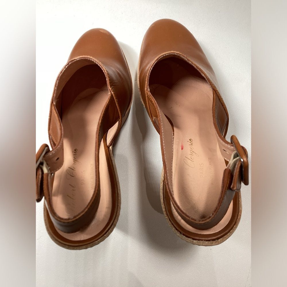 Robert Clergerie French' Brown ‎ Leather Ankle Strap Cognac Leather Heels EU 37 - Picture 4 of 16
